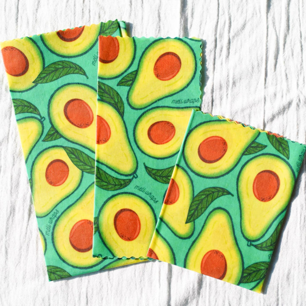 Large, Medium, and Small Avocado Print Beeswax Wraps | Meli Wraps® | Keeping It Pretty @ Spice Craze®