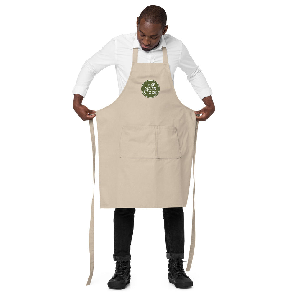 Olive Green-Colored Logo Organic Cotton Apron | Spice Craze® Merch @ Spice Craze®