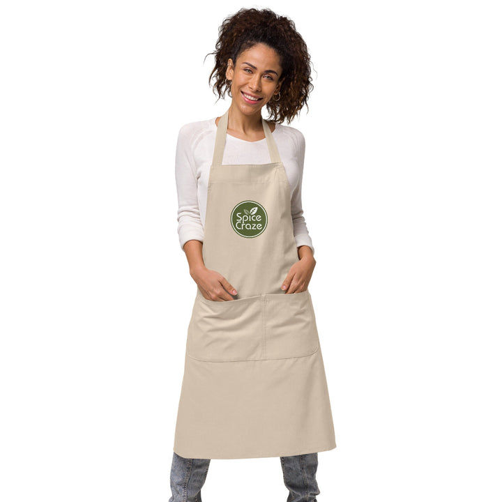 Olive Green-Colored Logo Organic Cotton Apron | Spice Craze® Merch @ Spice Craze®