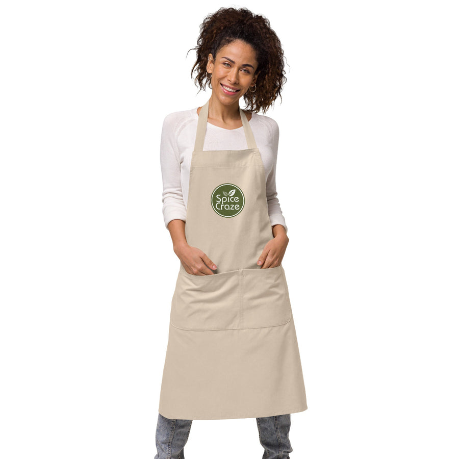 Olive Green-Colored Logo Organic Cotton Apron | Spice Craze® Merch @ Spice Craze®