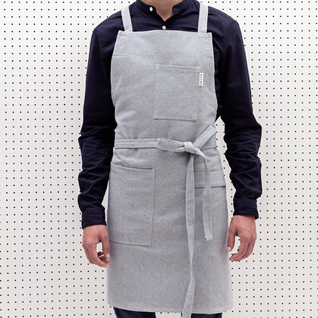Upcycled Blue Cross-Back Bib Apron | MEEMA | Aprons & Linens @ Spice Craze®