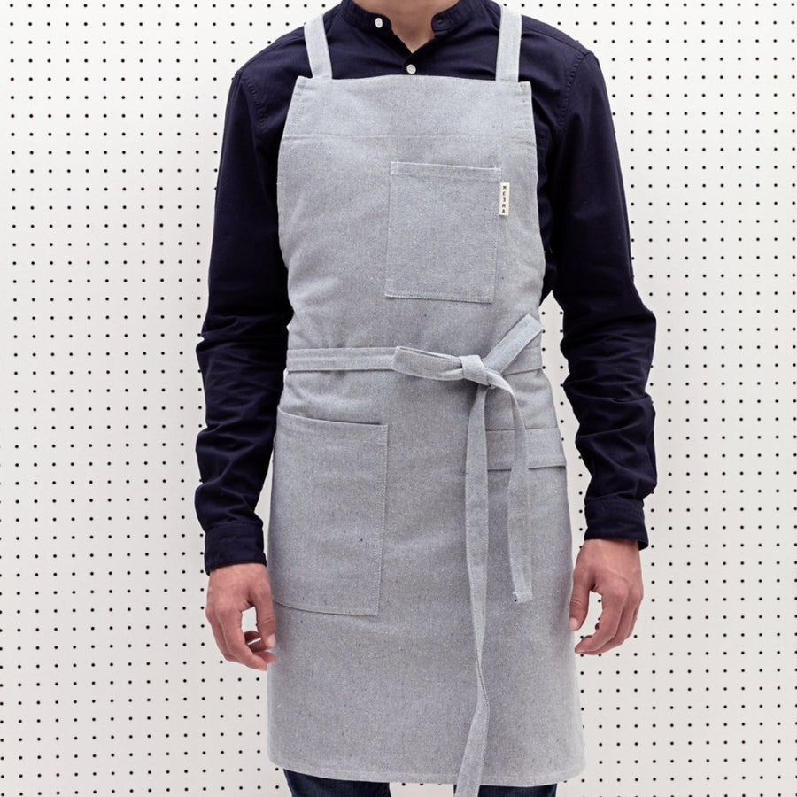 Upcycled Blue Cross-Back Bib Apron | MEEMA | Aprons & Linens @ Spice Craze®