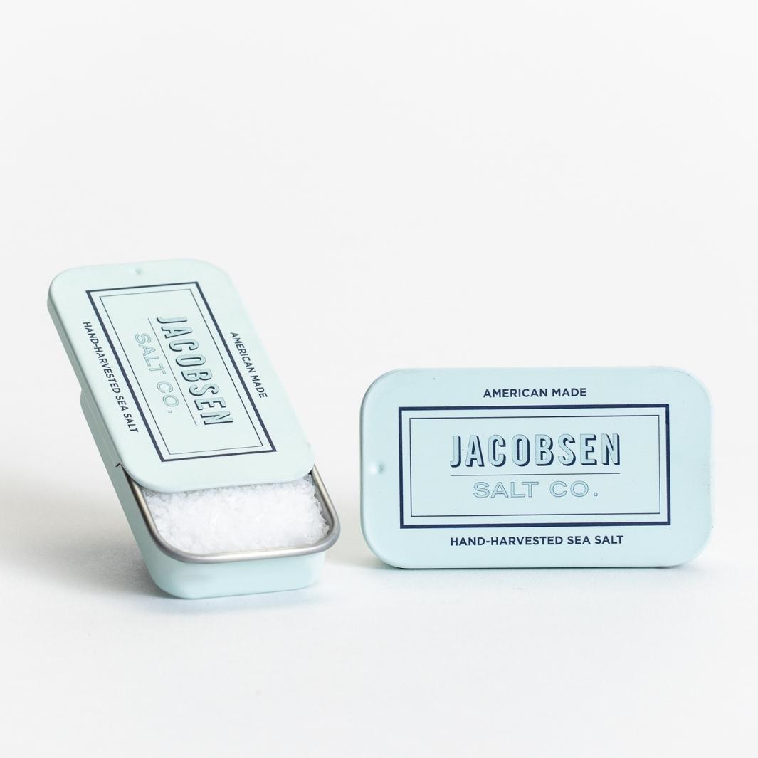 Two Blue Tins Filled with Hand-Harvested Sea Salt | Jacobsen Salt Co. @ Spice Craze®