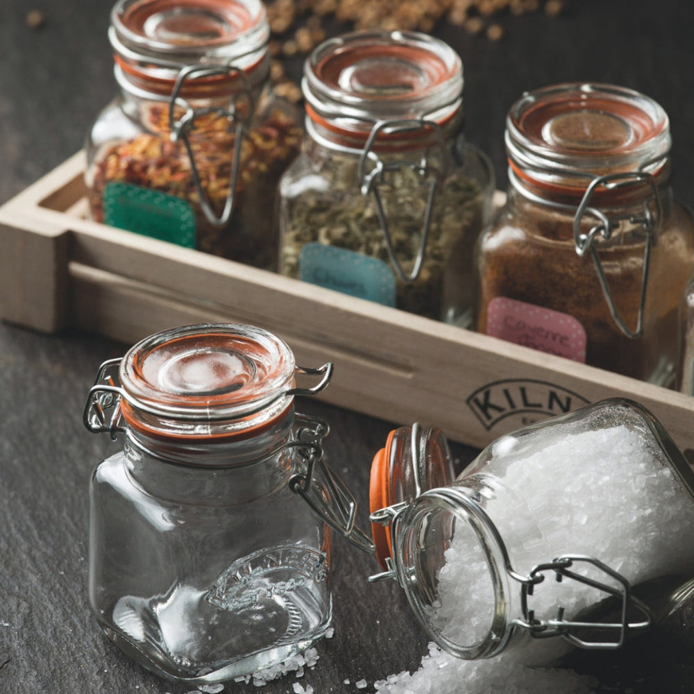 Glass Clip Top Spice Jar Set - Six Spice Jars and Wooden Crate | Kilner® by The Rayware Group | Keeping It Pretty @ Spice Craze®