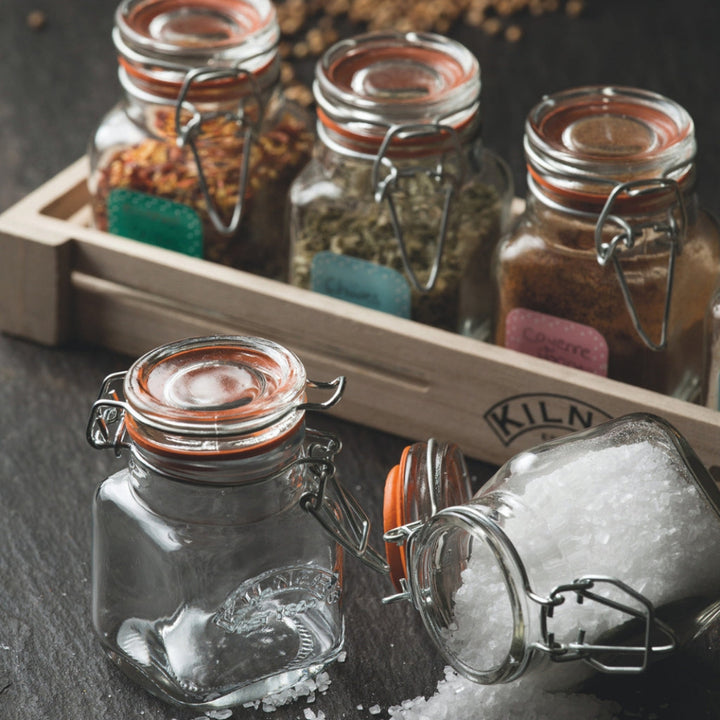 Glass Clip Top Spice Jar Set - Six Spice Jars and Wooden Crate | Kilner® by The Rayware Group | Keeping It Pretty @ Spice Craze®
