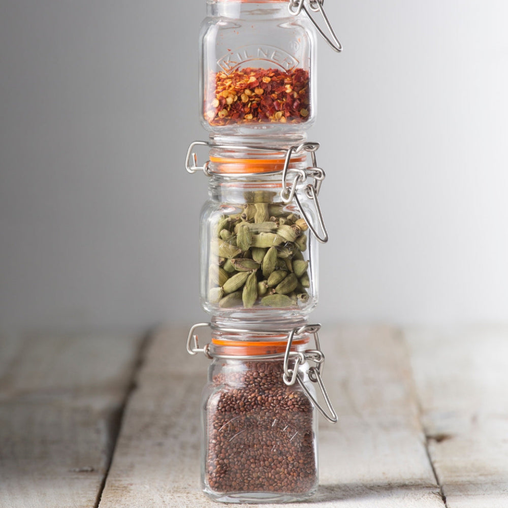 Stacked Clip Top Square Spice Jars | Kilner® by The Rayware Group | Keeping It Pretty @ Spice Craze®