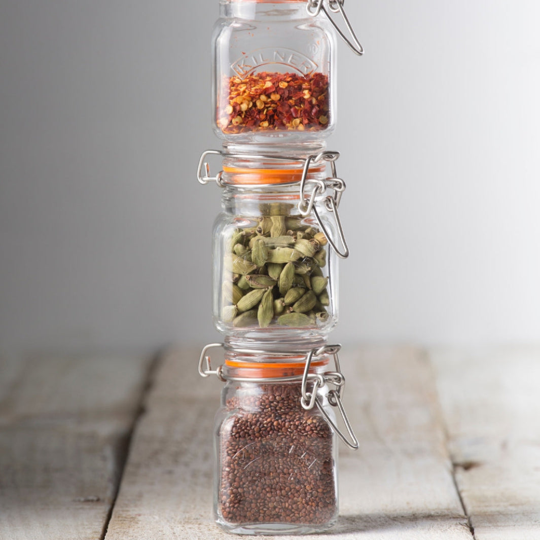 Stacked Clip Top Square Spice Jars | Kilner® by The Rayware Group | Keeping It Pretty @ Spice Craze®