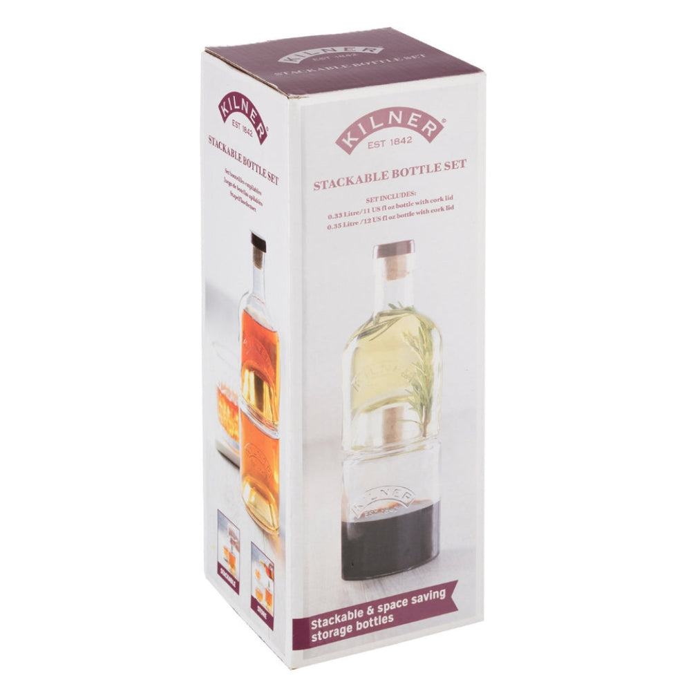 Gift Box of the Stackable Bottle Set - Two Glass Bottles with Cork Lids | Kilner® by The Rayware Group | Keeping It Pretty @ Spice Craze®